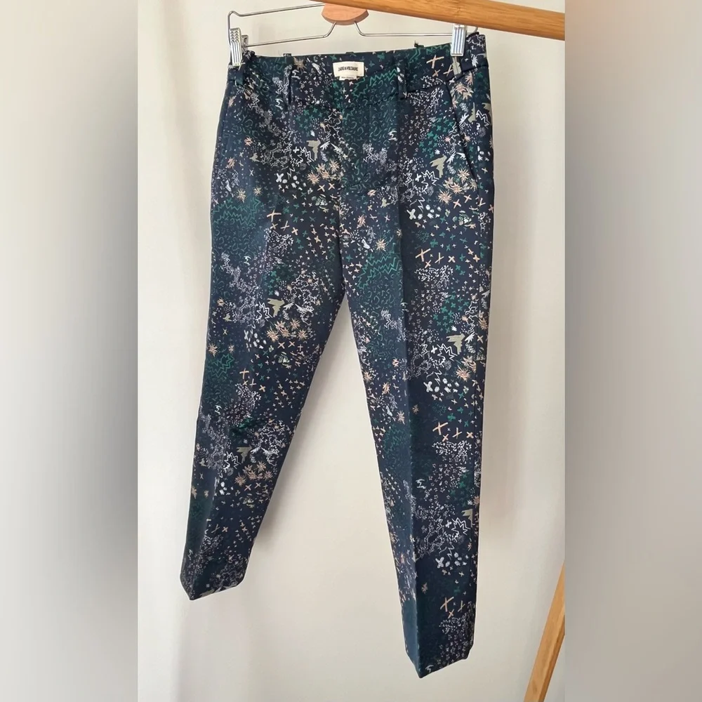 ZADIG & VOLTAIRE Posh Mixed-Print Metallic Jacquard Cropped Trousers - Picture 3 of 12